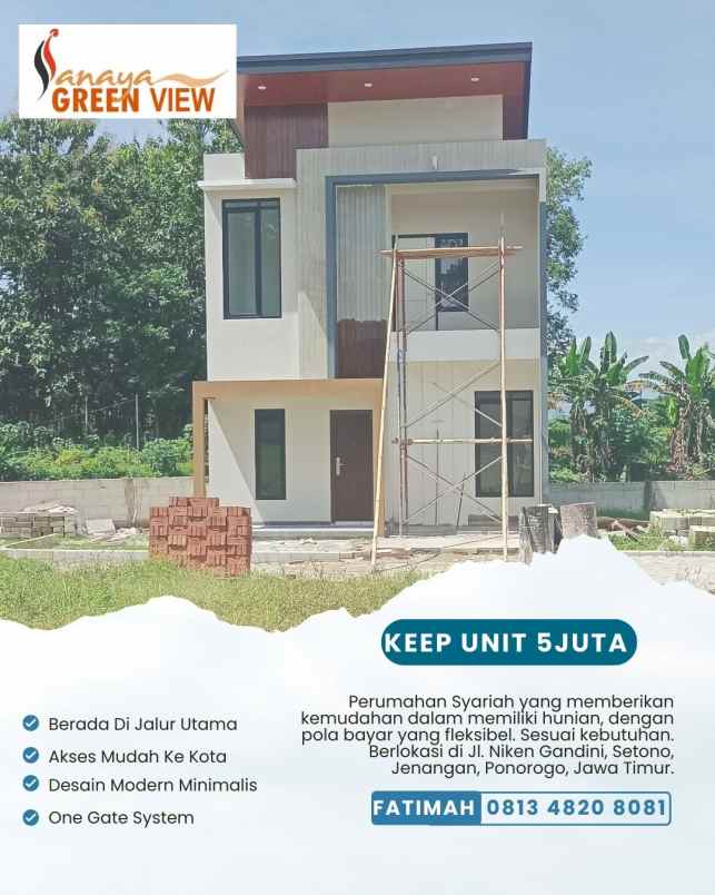 rumah 2 lantai syariah 400 jutaan di ponorogo