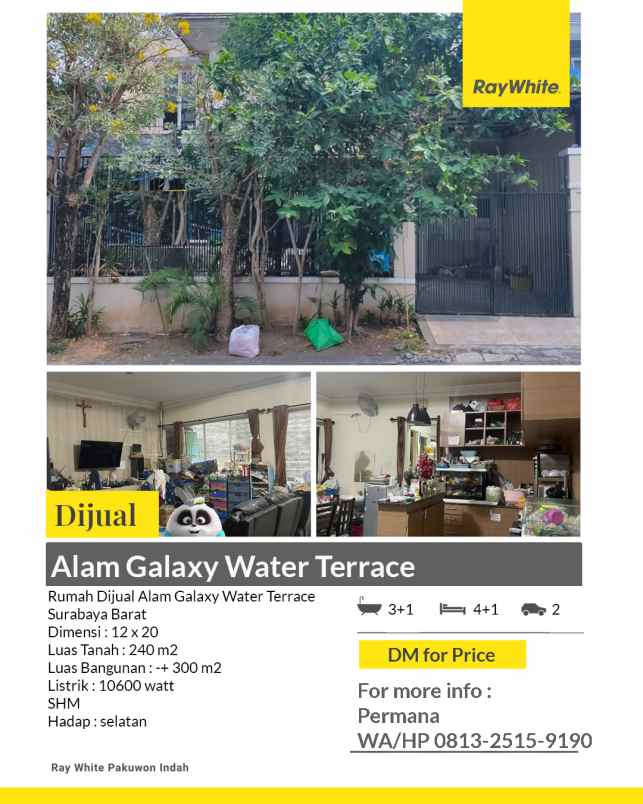 rumah dijual alam galaxy water terrace surabaya barat