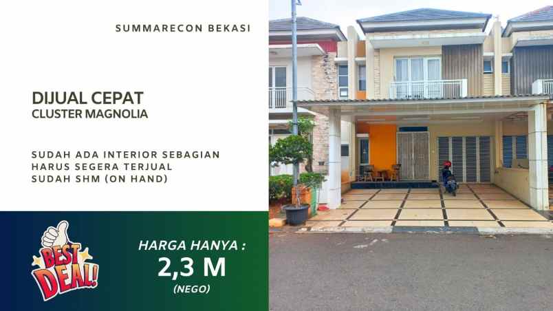 rumah dijual cepat cluster magnolia summarecon bekasi