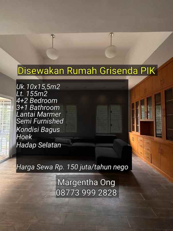 rumah grisenda pik hook hadap selatan semi furnish