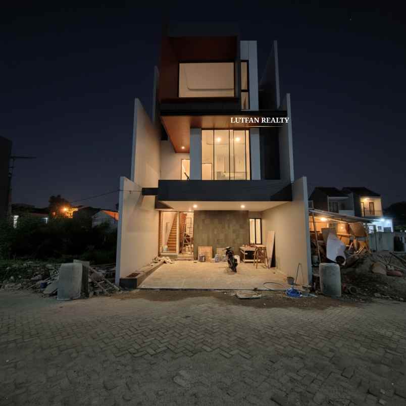 rumah modern kontemporer dalam cluster