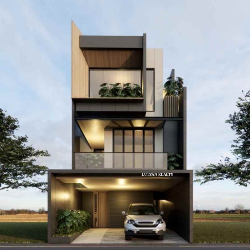 rumah modern kontemporer dalam cluster
