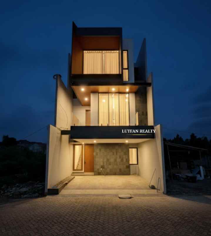 rumah modern kontemporer dalam cluster