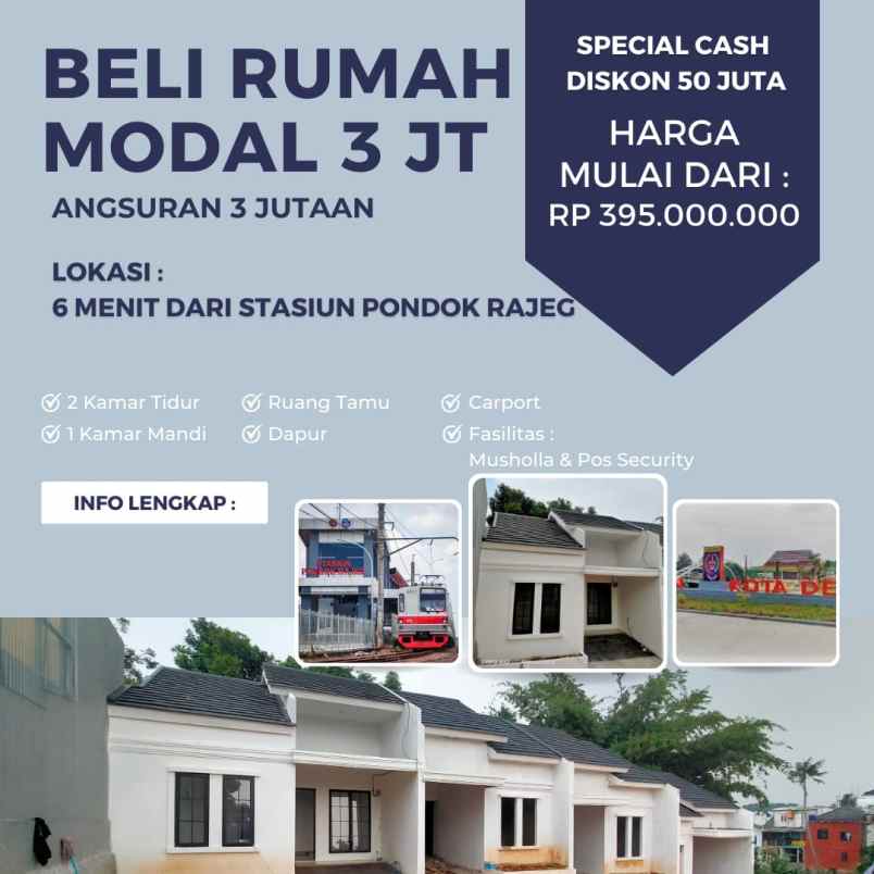 rumah murah 300 jt an cash dekat alun alun depok leni