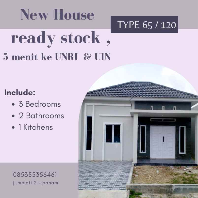 rumah ready stock dekat kampus unri dijual cepat