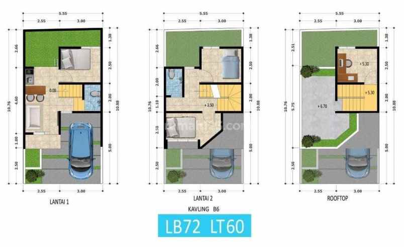 rumah strategis 2 5lt rooftop di pondok melati bekasi