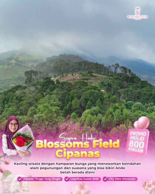 tanah kavling villa kayu blossoms field puncak cipanas