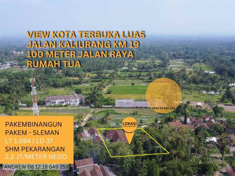 tanah pakem pekarangan view kota udara sejuk dingin