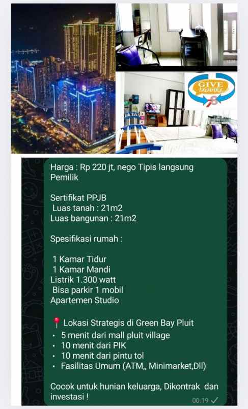 dijual apartemen apartemen green bay pluit