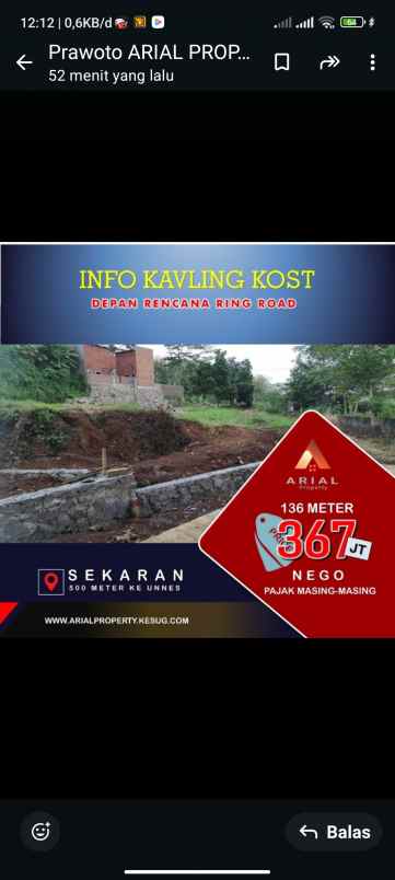 dijual kavling di ring road unnes