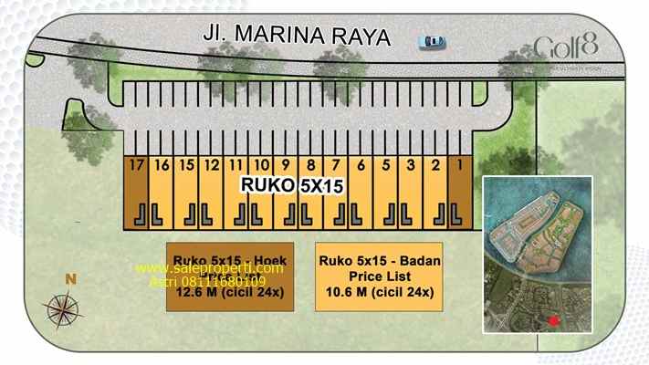 dijual ruko gudang kantor jalan marina raya pantai