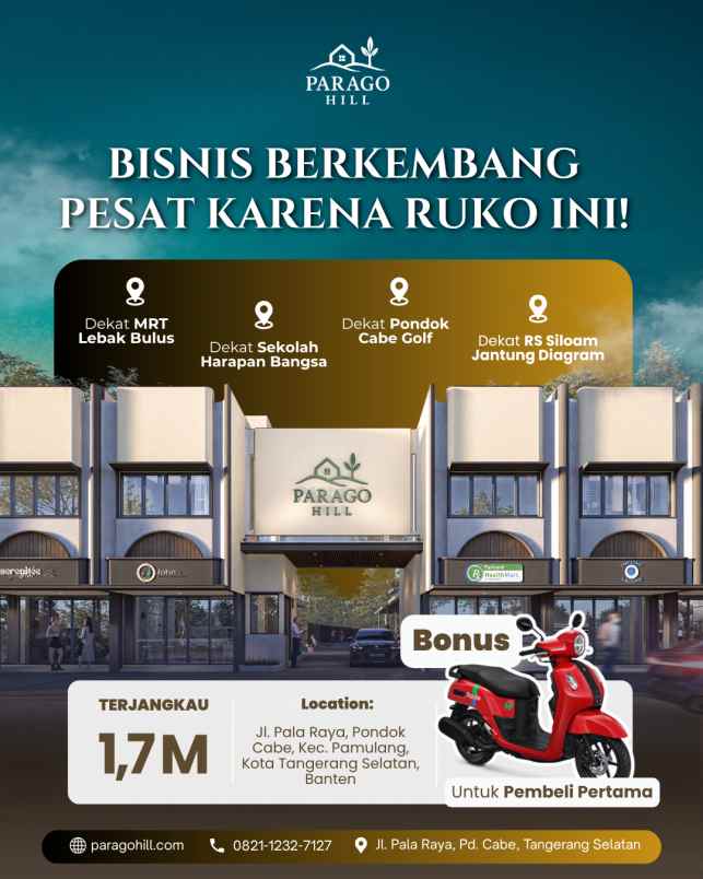dijual ruko gudang kantor jl pala raya