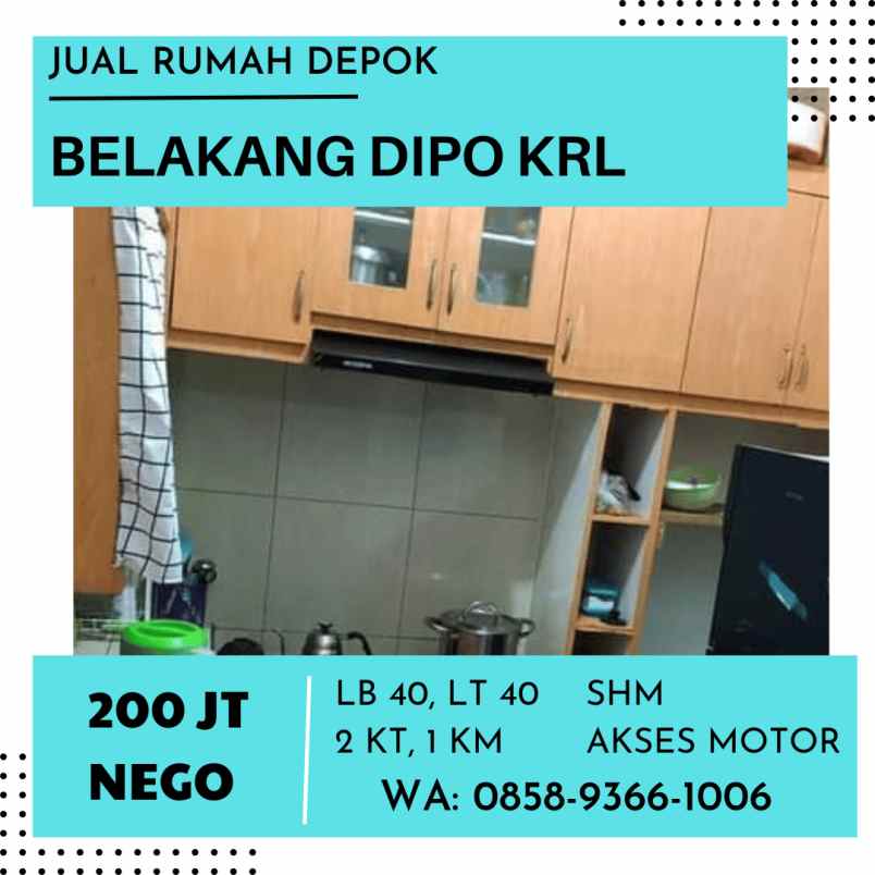 dijual rumah belakang dipo krl stasiun