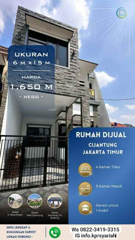 dijual rumah cijantung pasar rebo