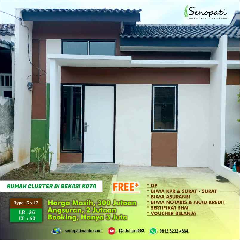 Dijual Rumah Cluster Senopati Estate Bekasi 