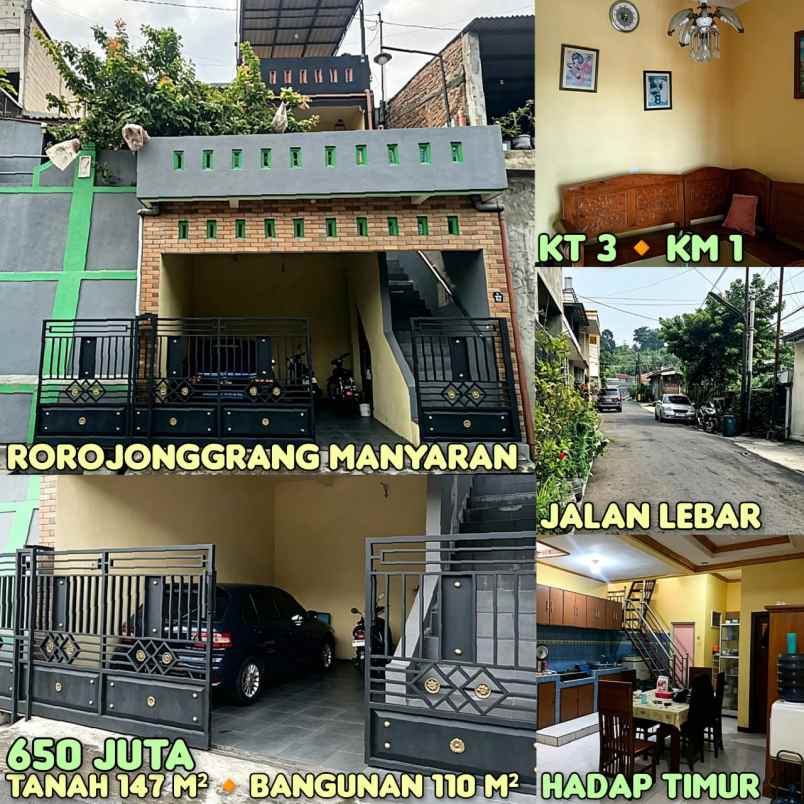dijual rumah di rorojonggrang manyaran semarang