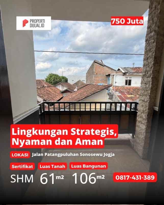 dijual rumah jalan patangpuluhan