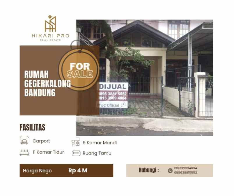 dijual rumah kel gegerkalong kec