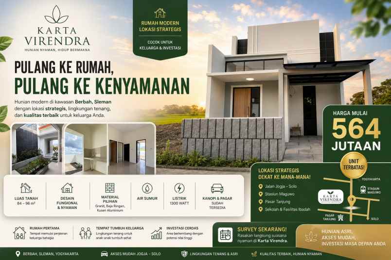 dijual rumah perumahan virendra berbah