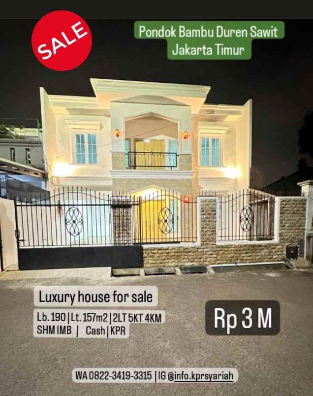 dijual rumah pondok bambu