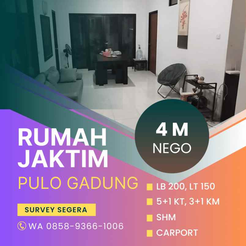 dijual rumah pulo gadung