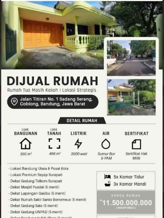 dijual rumah sadang serang coblong bandung