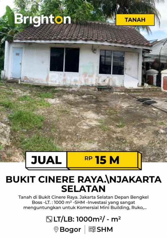 dijual tanah di bukit cinere raya