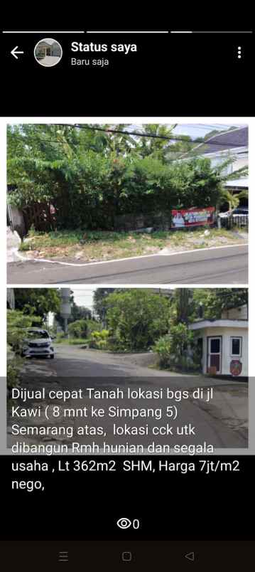 dijual tanah di jln kawi semarang