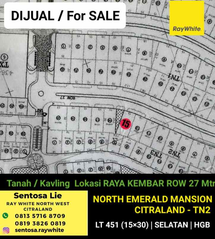 dijual tanah jalan north emerald mansion