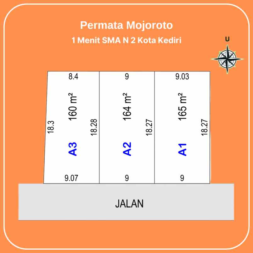 dijual tanah kavling area mojoroto legalitas shm