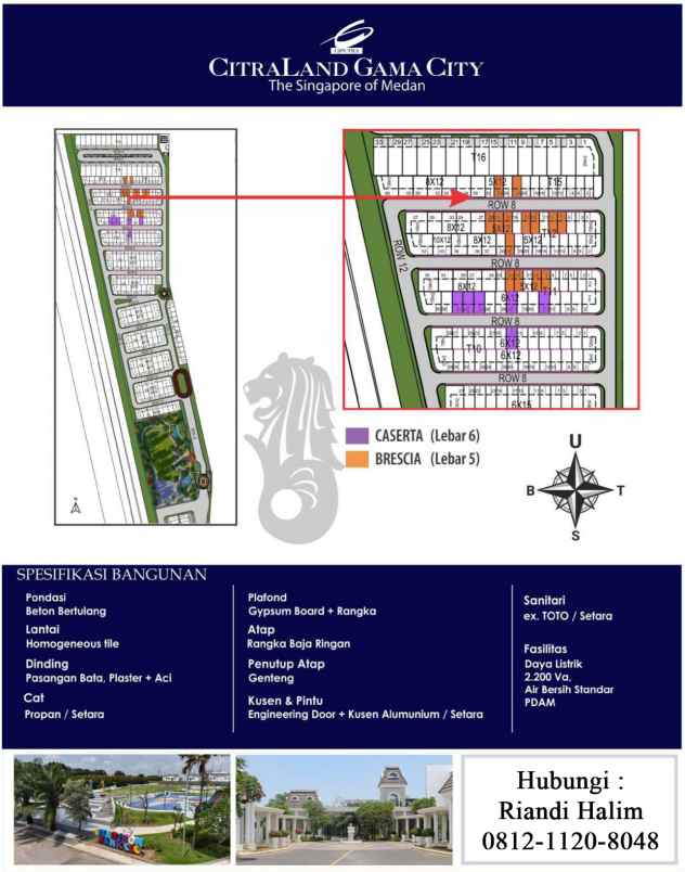 dijual villa citraland gama city type