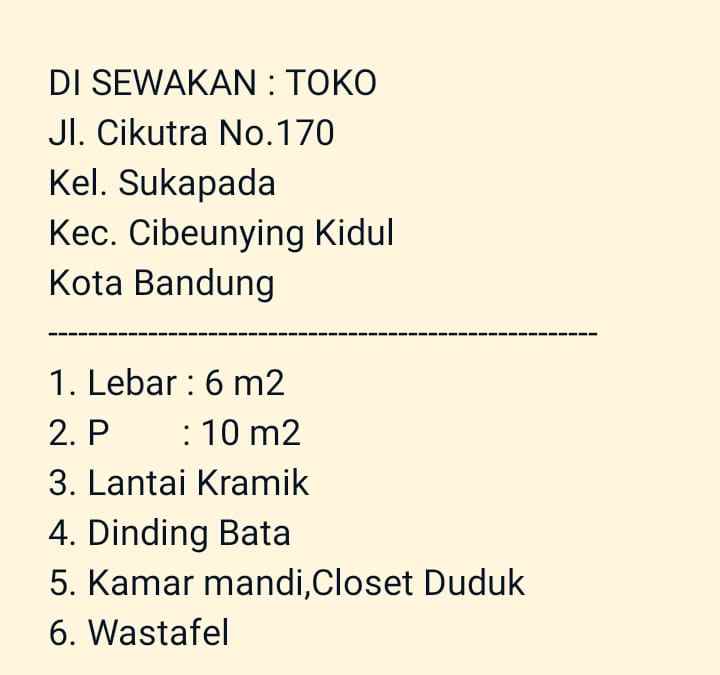 disewakan cepat ruko di cikutra barat cibeunying kidul