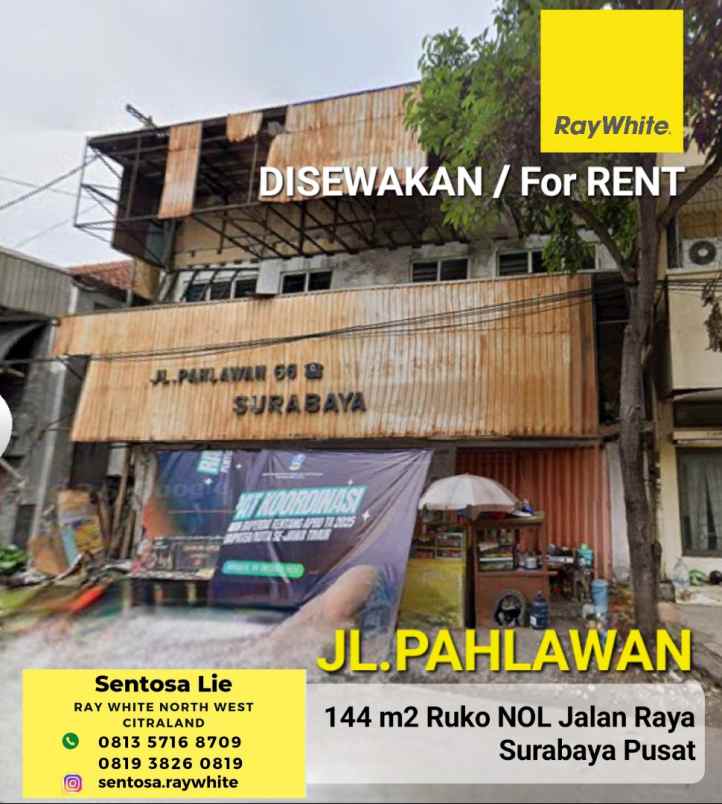 disewakan ruko gudang kantor jalan pahlawan