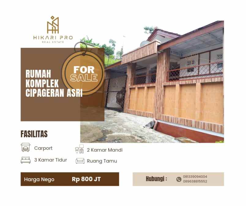 jual rumah luas di komplek cipageran asri siap huni