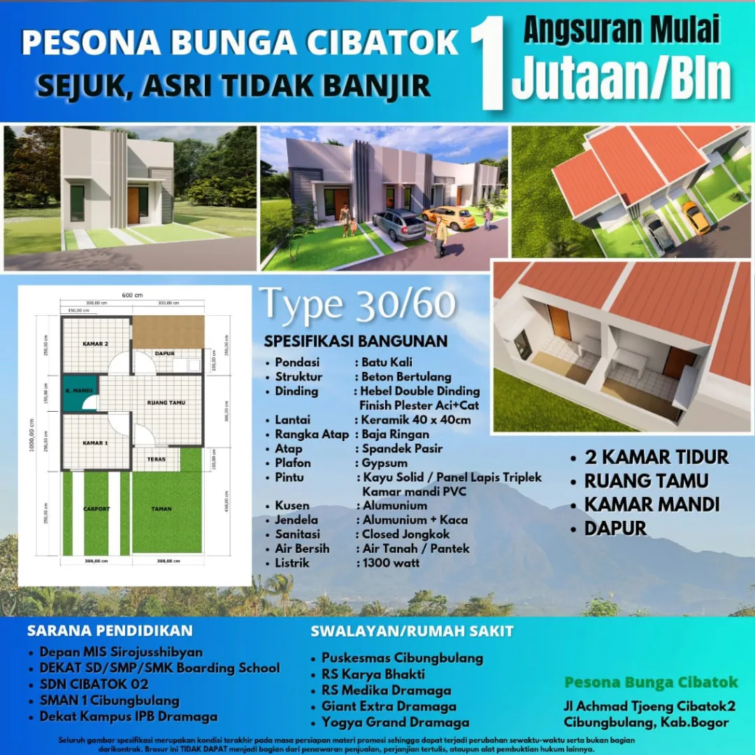 jual rumah murah bogor cash dan kpr angsuran 1 jutaan