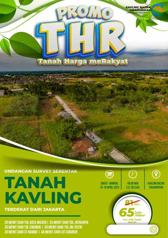 jual tanah murah dan lokasi dekat pintu toll cibubur