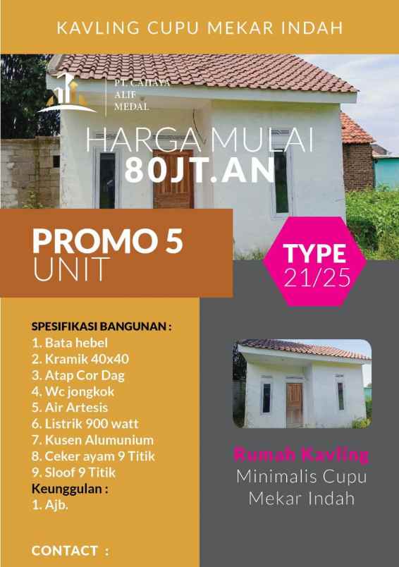 promo 5 unit 80 jutaan di cupu mekar indah