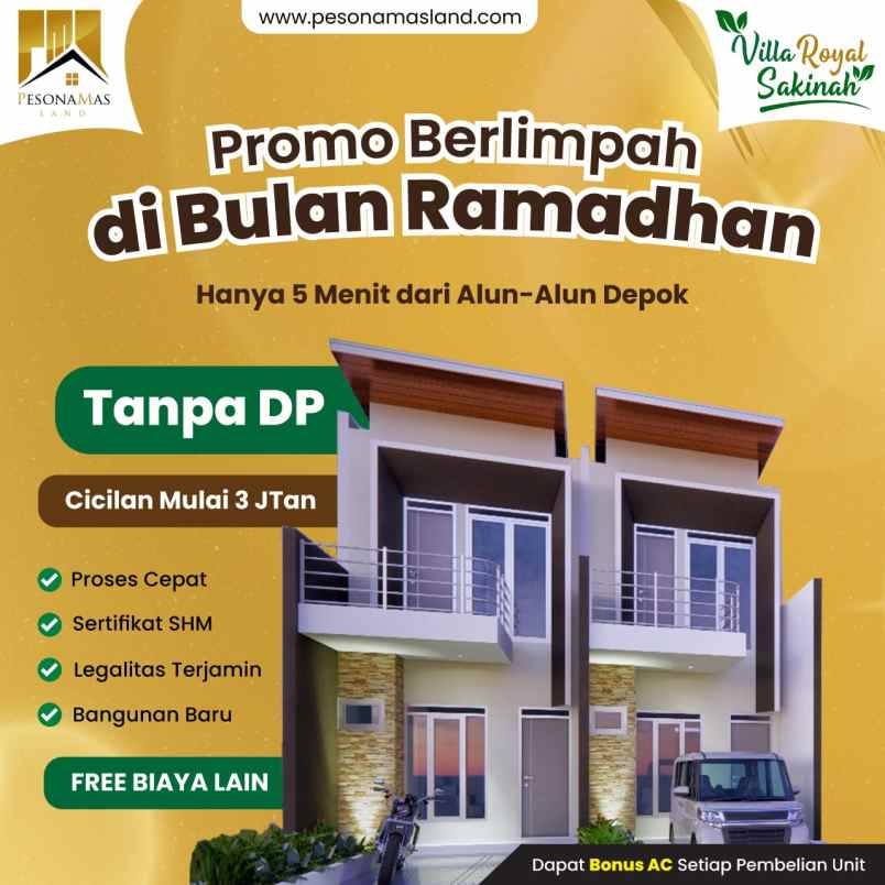 rumah 2 lantai dekat stasiun depok dp 0