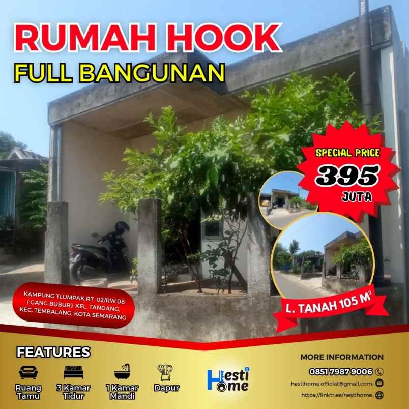 rumah hook lokasi strategis di tembalang full bangunan