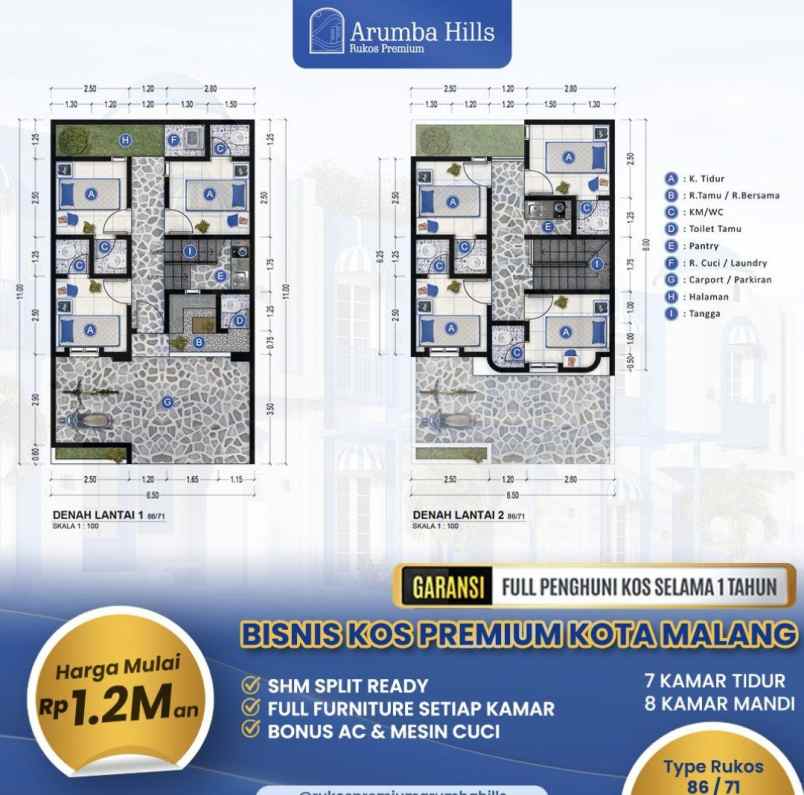 rumah kost premium arumba hills strategis kota malang