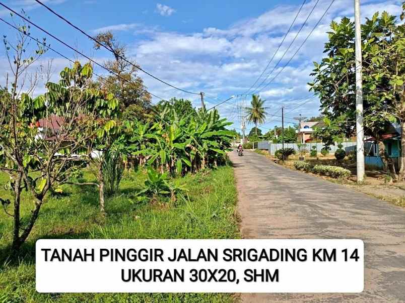 tanah dijual lokasi km 14 srigading