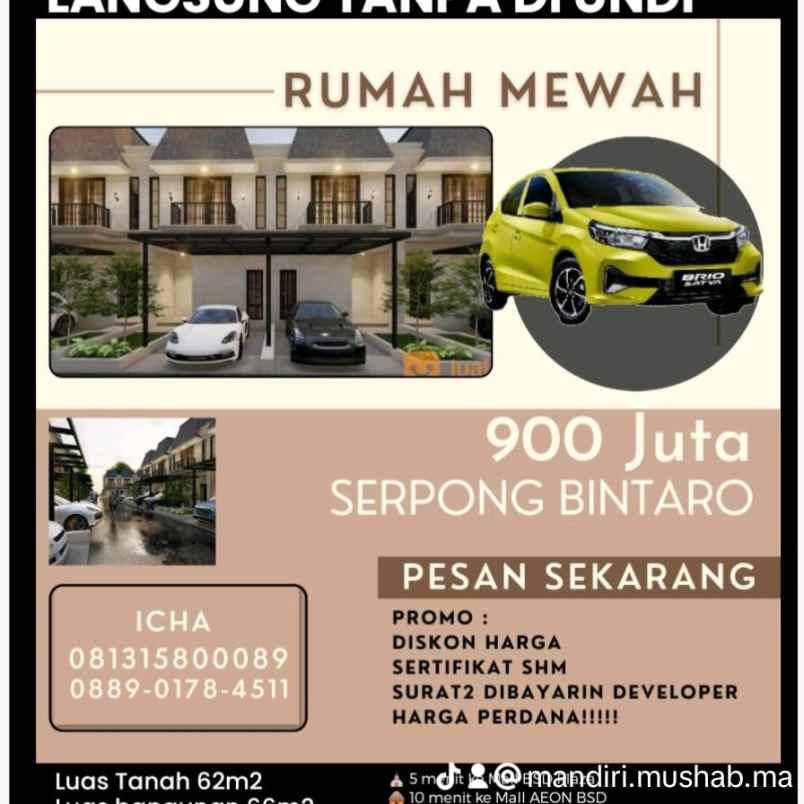 beli rumah bonus mobil lokasi bsd tangerang selatan