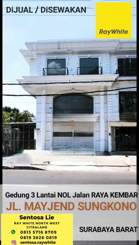 dijual ruko gudang kantor jalan mayjen sungkono
