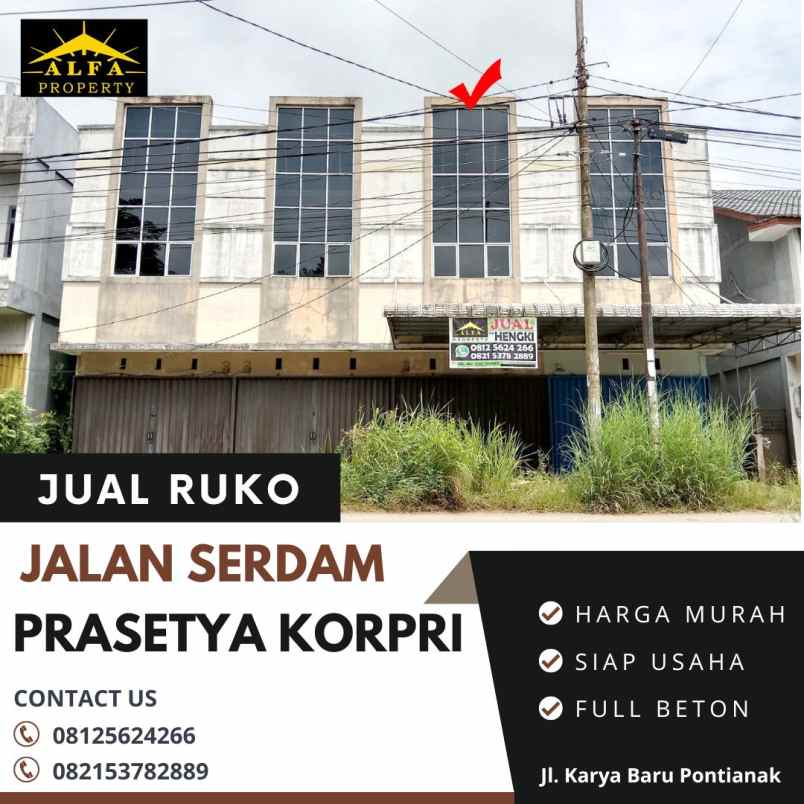 dijual ruko prasetya korpri serdam kota pontianak