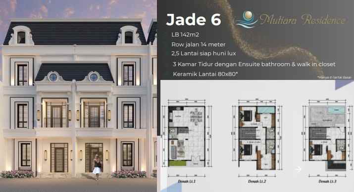 dijual rumah cluster mutiara jade di