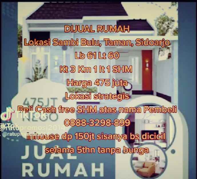 dijual rumah di ds sambibulu kec taman kabu sidoarjo