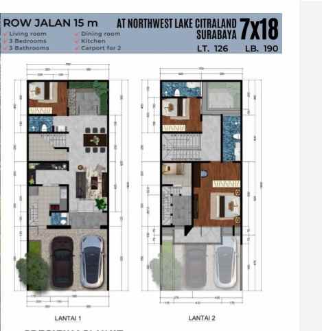 dijual rumah jalan north west lake