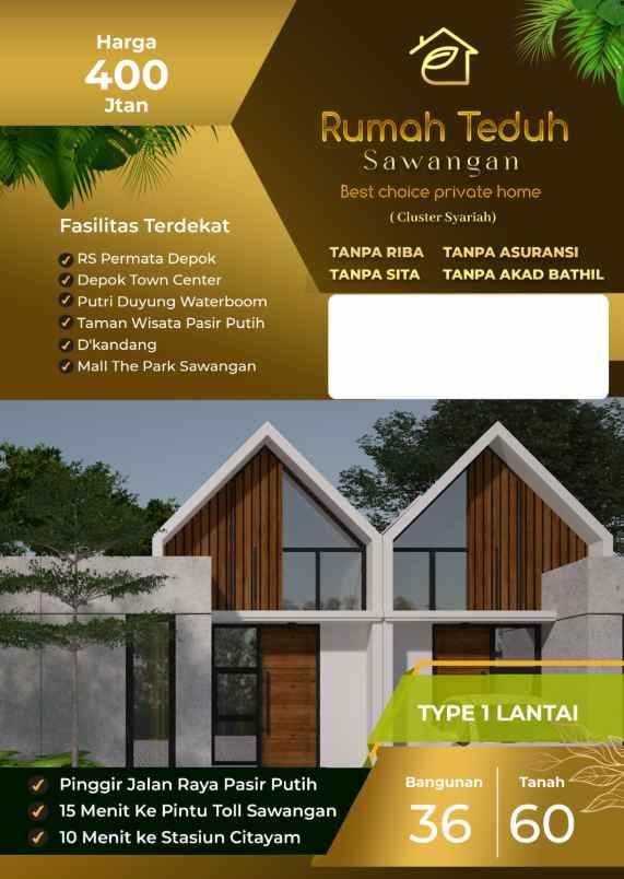 dijual rumah jl raya pasir putih depok