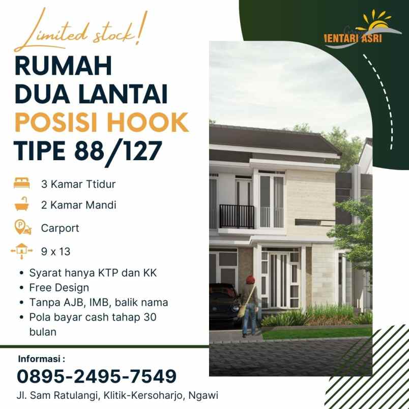 dijual rumah jl sam ratulangi klitik