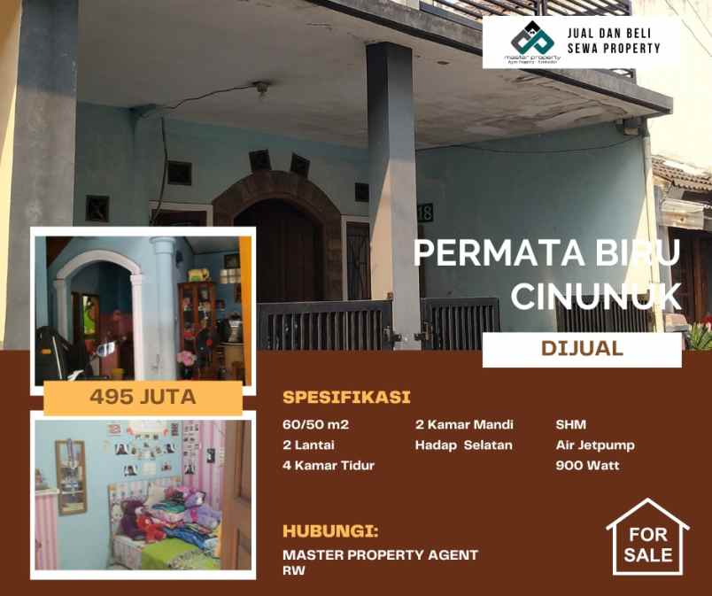 dijual rumah komplek permata biru